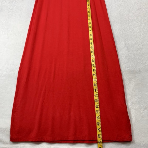 Bebe Long Sleeve Knit Maxi Dress Small Red Swarovski Crystal Rhinestone Logo USA - Picture 12 of 16